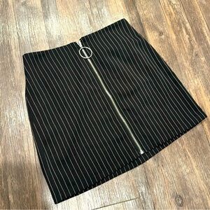 Forever 21 Black Pinstripe Mini Skirt with Ring Zipper